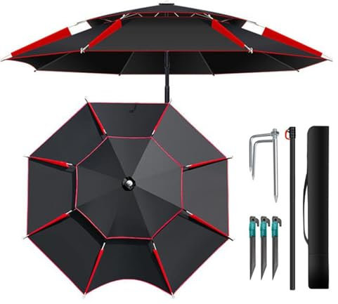 Parasol de plage haute performance coupe-vent - Parasol de marché robuste | Grand parasol pour la pêche, parapluie de pêche rond pour terrasse, terrasse, Attribut unique, Siehe Beschreibung