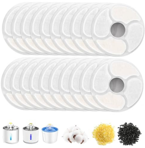 20 Pack Cat Water Fountain Filters Compatible with Parner, ADOV 2.4 L Water Dispenser Triple-Action Filters with Lonic Resin and Activated Carbon