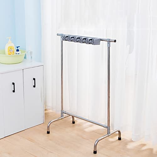 Shelves Movable Hand Trucks Cleaning Tool Tower Mop Holder Broom Organizer Movable Closet Storage Cabinet Floor-Mounted Mop Rack Cleaning Tool Cart for Garden Garage Schools Hotels Factories Property