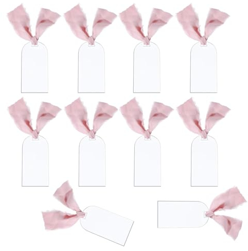 10 Stück transparente Acryl-Tischkarten, blanko, Geschenkanhänger mit Band, Hochzeitsnamenkarten, Tischdekoration, reservierte Schilder, DIY-Hängeschild, Dekoration für Hochzeit, Dinner-Party, 10