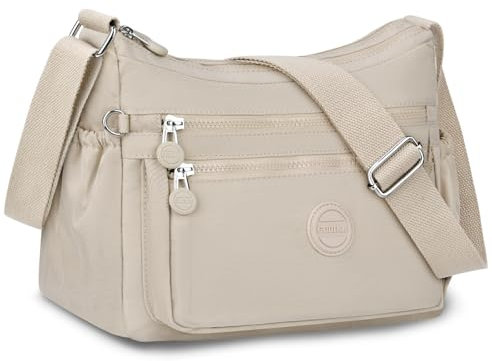 ONEKERUN Umhängetasche Damen Gross Casual Crossbody Bag Nylon Leicht Schultertasche Groß Damen Handtasche Mittelgroß Damen-Umhängetasche mit Vielen Fächern & Verstellbarer Breitem für Einkaufen