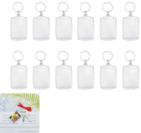 Lunpog Lot de 12 porte-clés photo personnalisés avec anneaux fendus, porte-clés personnalisables pour photos, Non, NO