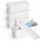 YKUKIZEE 4 Pack Narrow Plastic Storage Box with Lid Small, Slim Bathroom Storage Box with Handle Rectangle, White Kitchen Cupboard Organiser Storage Boxes for Shelves Desktop 28x10x9.2 cm
