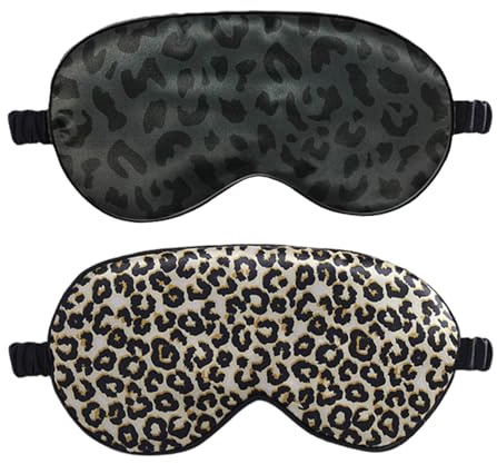 2 Stücke Aus Leopardenmuster Augenmaske, Schlafmittel, Satin -Schattierungs -Augenmaske, Reisezubehör, Schlafhilfen.