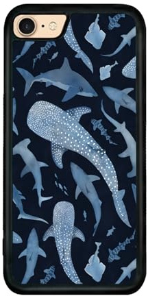 Axulimin Cute Blue Shark Aesthetic Phone Case for iPhone 7/8/ SE 3rd & 2nd Gen Case for Women Teen Girls Kids Girls -4.7Inch