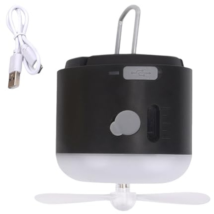 SHOOYIO Ventilateur de tente USB avec vitesses et luminosité réglables - Fonction multiple pour ventilateur de plafond de tente de camping