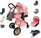 Kakbgee Poussette Combinée 3 en 1, Poussettes Citadines Avec Siège Auto et Base Isofix., Poussette Portable Pliant en Un Clic, Nacelle Souple Convertible Cadre en Aluminium Pour Nouveau-né(15kg)