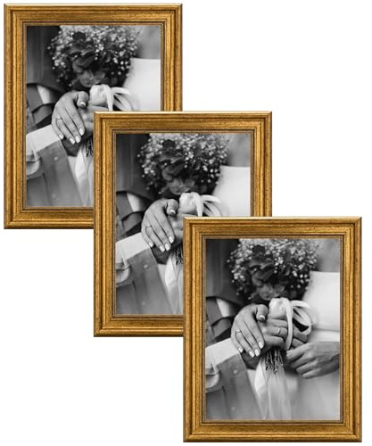 CABBEL Bilderrahmen 30x40 cm Gold - 3-Pack – Barock Vintage Rahmen im Antik Look für Poster, Fotos & Urkunden – bruchsicherem Acrylglas – Dekorativ & Elegant – Perfekt für Wohnzimmer, Büro, Galerie