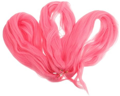 DRESSOOS 3piezas Cabello Trenzado Rosa Extensiones De Cabello Sintético Para Trenzas De Caja y Festivales Peinados De Trenzas De Crochet Para Mujer