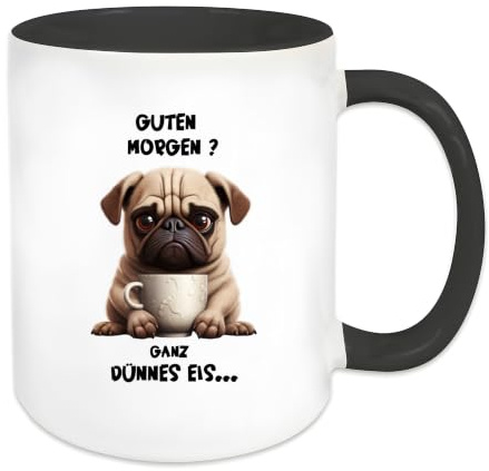 Lustige Mops Tasse, Ganz dünnes Eis Hunde Rasse Tasse | Hundebesitzer Geschenkidee