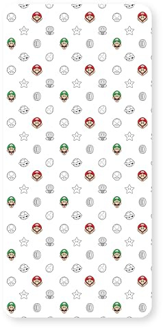 Nintendo Lenzuolo con angoli per letto singolo, design a coppia, con Mario e Luigi, progettato per letti singoli, in morbido poliestere con bordo elastico, perfetto per la camera dei bambini