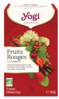 YOGI – Fruits Rouges à la Vanille Bio – Infusion Gourmande Sans Caféine – Mélange de Fruits Rouges, Fleur de Sureau & Vanille – 17 Sachets