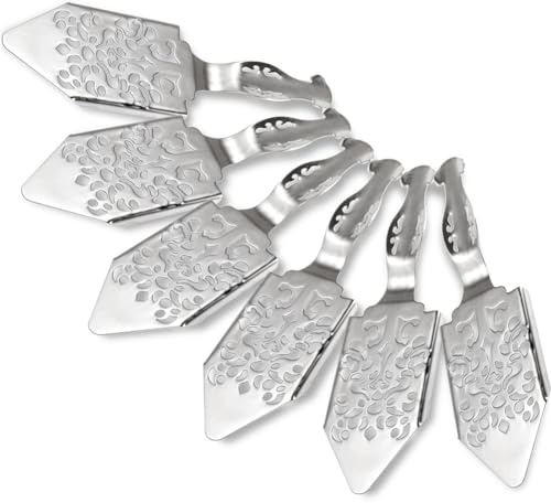 Buerjia 6PCS Stainless Steel Absinthe Spoons Set Kit Vintage Cocktail Bar Glass Cup Drinking Filter Hollowed Out Absinthe Spoon Set Kit