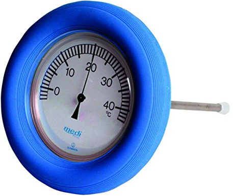 Medipool Schwimmbadthermometer - Thermometer mit blauem Schwimmring und gut ablesbarer Skala für Schwimmbad, Pool und Whirlpool