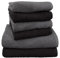 Dyckhoff 0410996150 Handtuchset Brillant, 2 Badetücher / Duschtücher 70 x 140 cm und 4 Handtücher 50 x 100 cm, 6-teilig, schwarz / grau