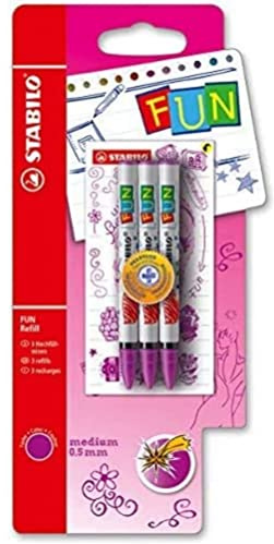 Patrone zum Nachfüllen - STABILO FUN Refill - medium - inklusive 2 Aufkleberkarten zum Sammeln - 3er Pack - lila