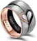 ANAZOZ Hochzeit Ringe Paar, Edelstahl Ringe Damen Rosegold Größe 52 (16.6) Halbes Herz mit Gravur I Love You