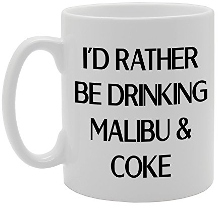 MG1131 - Tazza in ceramica con scrittaI'd Rather Be Drinking Malibu & Coke