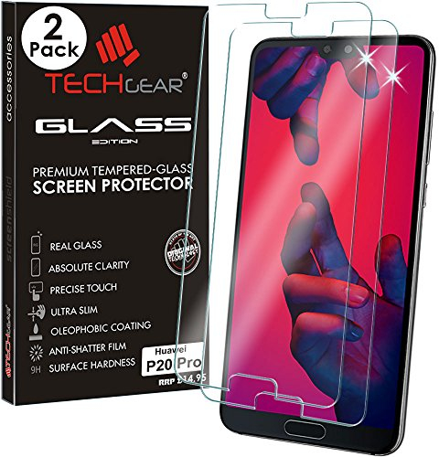 TECHGEAR Pack de 2 Huawei P20 Pro Glass Edition Genuine Protector de pantalla de cristal templado (P20 Pro)