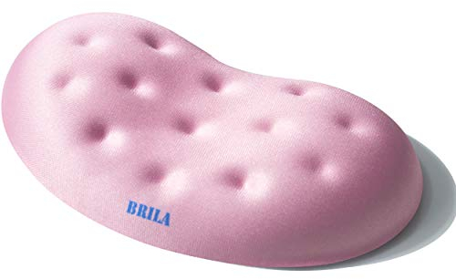 BRILA Handballenauflage – Ergonomisch Memory-Schaum Handgelenkstütze für PC Gaming Computer Laptop Arbeit - Massieren von Löchern Design wrist rest (Pink mouse wrist rest)