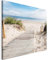 Revolio 50x40 cm Leinwandbild Wandbilder Wohnzimmer Modern Kunstdruck Design Wanddekoration Deko Bild auf Leinwand Bilder 1 Teilig - Strand Meer Gras Dünen beige