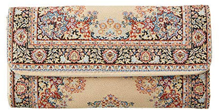 Portefeuille Ethnique avec Porte-Monnaie Long Design de Tapis pour Femme Sac Long à Main de Grande capacité Porte-Monnaie d'embrayage Portefeuille en Tissu