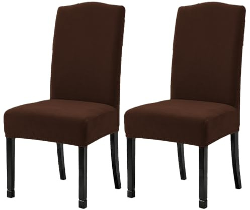 LANSHENG Stuhlhussen 2er Set, Universelle Abnehmbare Waschbar Samt Stuhlhussen, Universale Stretch Esszimmerstühle Stuhlbezug für Küche, Restaurant (Barun, 2er Set) | Stretch Stuhlhussen für Esszimmer Küche Restaurant