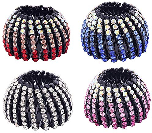 4 Pack Pferdeschwanz Halter Haarschmuck Erweiterbar Strass Vogelnest Haarspange Für frauen Mädchen