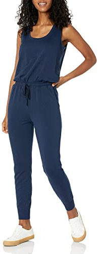 Amazon Essentials Women's Studio Terry Jumpsuit (Available in Plus Size), Navy, L