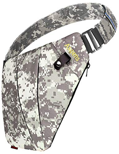 Asgens Umhängetasche Sport Brusttasche Praktische Anti-Diebstahl-Sicherheits-Umhängetasche Wasserdichte Umhängetasche Tragbar für Jugendliche und Erwachsene Reisen im Freien(Tarnung/Für Linkshänder)