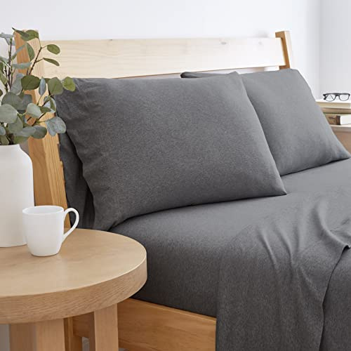 Road Trip America Jersey Knit Sheet Set - 3 Pieces Twin Cotton Sheets Set - Soft Cozy Stretchy Knit Bed Linen (Dark Grey, Twin)