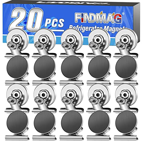 20 Stück Kühlschrankmagnete, Silber Kratzfreie Magnete mit Klammer, Whiteboard Magnete für Magnettafel, Magneten Starker Halt, Starke Magnete für Glasmagnettafel, Fotomagnete für Schule Haushalt Büro