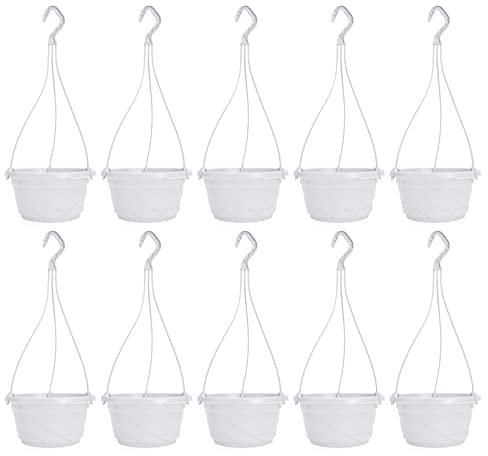 Cabilock Colgadores De Macetas 10 de Cesta de Colgante para Jardín Redondo Macetas de Plástico Colgantes con Gancho para Las de Interior Y Exterior Maceteros Colgantes para