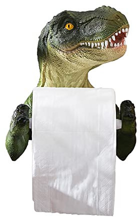 Banllis Support mural pour papier toilette - Dinosaure - En résine - 16,5 cm - Avec ressort en plastique pour un espace suffisant