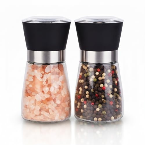 ErrandsHelper Salt and Pepper Grinder Shakers Set Spice Mill Refillable Grinders (2.5 inches x 5.1 inches)