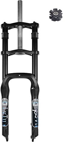 LvTu 20 Pollici Forcella Snow Fat Bike 4.0 Pneumatico 160mm Viaggio, 1-1/8 Lega di Alluminio E-Bike Forcelle Ammortizzate Freno a Disco 9x135mm (QR)
