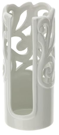 Hervit Portabicchieri Jolie in Porcellana Bianca Traforata a Mano con Scatola Regalo - Porta Bicchieri di Design Elegante e Raffinato - Casa Ufficio Pausa caffè Arredo Cucina - 9x21cm
