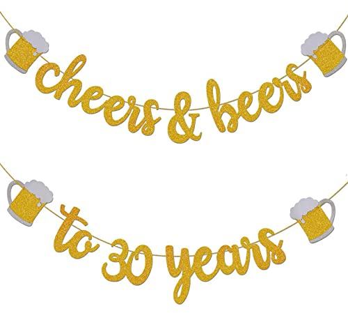 30. Geburtstag Deko für Männer - Gold Glitzer-Banner Girlande für Mann, Hochzeitstag Party