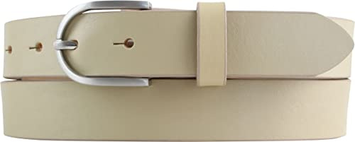 BELTINGER Damen-Gürtel aus Vollrindleder 3 cm | Leder-Gürtel für Damen 30mm | Chino-Gürtel mit runder Gürtelschließe | Beige 115cm