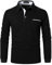 APAELEA Poloshirt Herren Langarm Streifen T-Shirt Baumwolle Casual Polohemd für Männer,Schwarz,XL