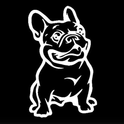 PTNKUIIY 2 Stück 3D Französische Bulldogge French Bulldog Auto Aufkleber Vinyl wasserdichte Auto Styling Aufkleber Grafik Aufkleber Motorhaube Sticker Heckscheibenaufkleber Fensteraufkleber,Weiß