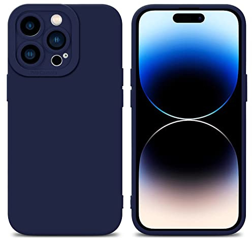 Cadorabo Hülle kompatibel mit Apple iPhone 14 PRO MAX Schutzhülle TPU Silikon Case Liquid Design mit Kameraschutz Slim Kratzfest Weiche Gummi mit Rundumschutz Case Hülle für iPhone 14 PRO MAX in Blau
