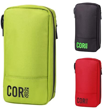 COR Surf Kulturbeutel - Leichter, kompakter und einfach aufzuhängender Waschbeutel aus strapazierfähigem, wasserabweisendem Nylon, 4 Separate Fächer und wasserdichte Reißverschlüsse - Grün