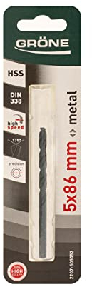 GRÖNE Forets à Métaux - Acier HSS - Compatible Avec Les Machines à Mandrin Traditionnelles - Vitesse de Coupe Élevée - ne Surchauffe Pas - 5mm 1 pièce.