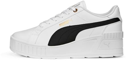 PUMA Women's Karmen Wedge Sneaker, White Black-Gold, 6 UK