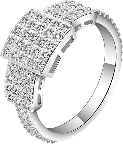 Whoiy Ringe Frauen Eckig, Ringe Verlobung Set Silber Eheringe Ring 52 (16.6) Verlobungsring für Frauen