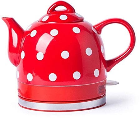 Ceramic Electric Kettle, Cordless Water Teapot 1liter, Cordless Automatic Power Off Fast Boiling Fast (Color : Red)