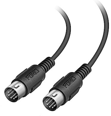 FORE 2m Cable MIDI Paquete de 1 Cable DIN Midi de 5 Pines Compatible con Teclado MIDI/Interfaces MIDI/Sintetizador/Guitarra Multiefectos/Interfaz de Audio/Mezclador de Audio Negro 2m