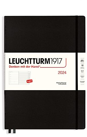 LEUCHTTURM1917 367694 Wochenkalender & Notizbuch Master (A4+) 2024, 12 Monate, Schwarz, Englisch