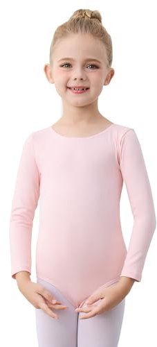 boruizhen Body Danza Classica Bambina Body Ginnastica Artistica Bambina Ragazze Ginnastica Leotards Balletto Costumi Manica lunghe per 3-4 Anni Rosa